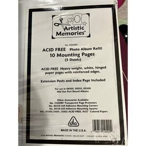 Set of 2: NEW! Artistic Memories Photo Album Refills - 10 Acid Free Mounting Pgs